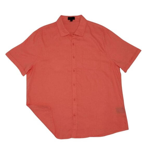 Lagascaron Mens XL Coral Linen Blend Short Sleeve Button-Up Shirt. - Picture 6 of 8